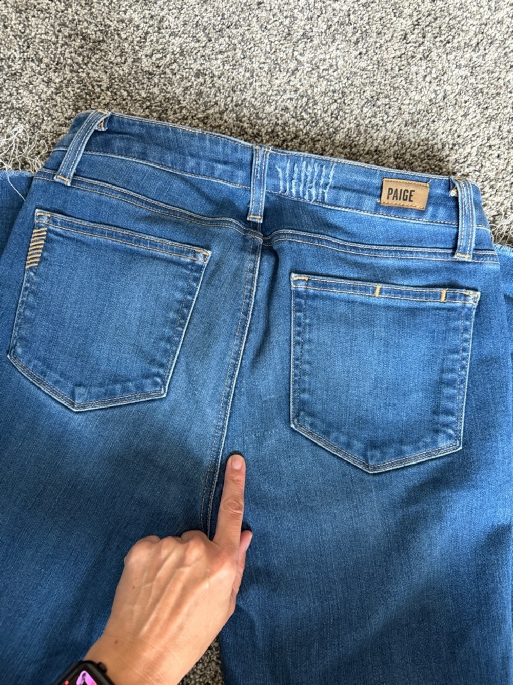 PAIGE Skyline Transcend Vintage Raw Hem Skinny Jeans in Mid Blue - Picture 6 of 7